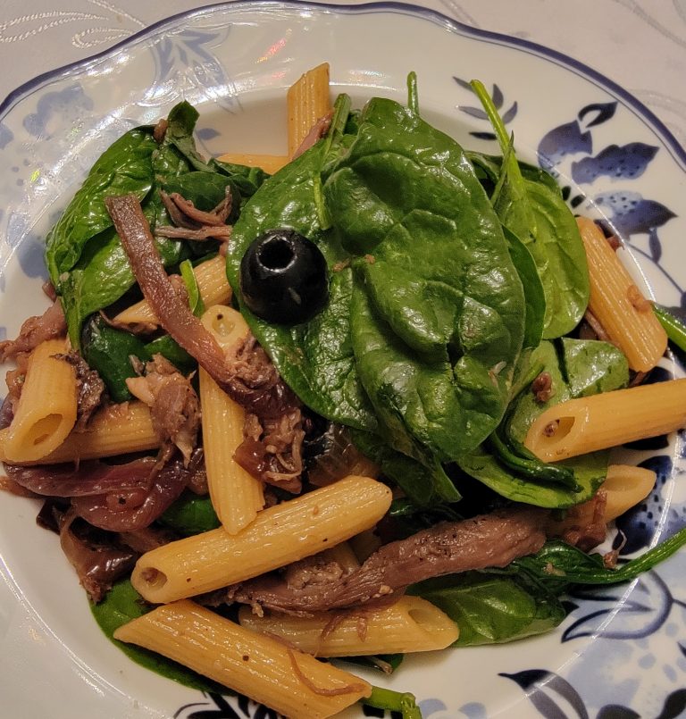 Pâtes au canard confit