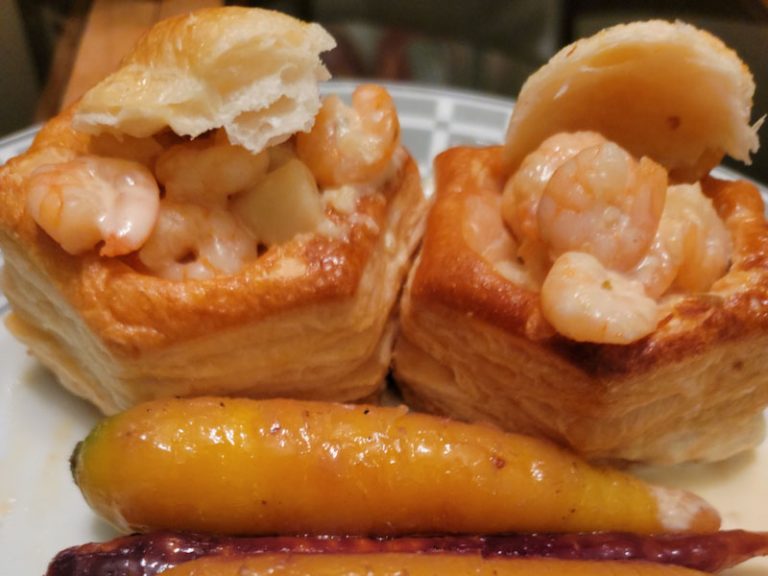 Vol au vent aux crevettes et pétoncles
